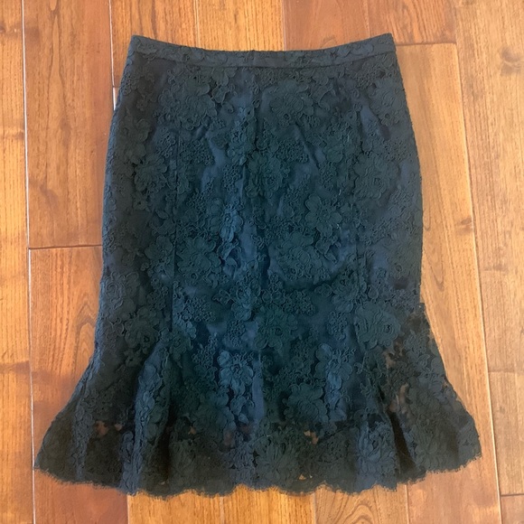 Monique Lhuiller Black A-Line Skirt Size 6 Floral Lace Cotton Blend - Picture 1 of 7